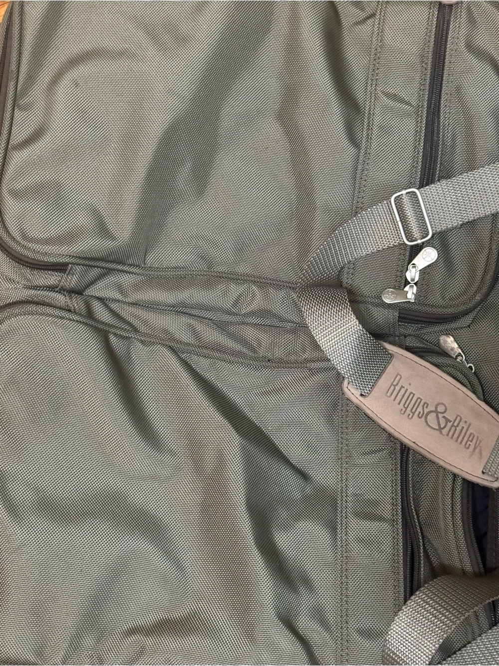 Briggs & Riley Olive Travel Garment Bag with Shoulder Strap